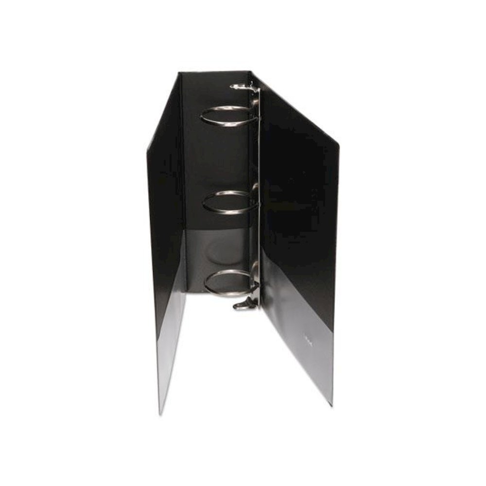 Economy Round Ring View Binder, 3 Rings, 3" Capacity, 11 x 8.5, Black. Picture 7