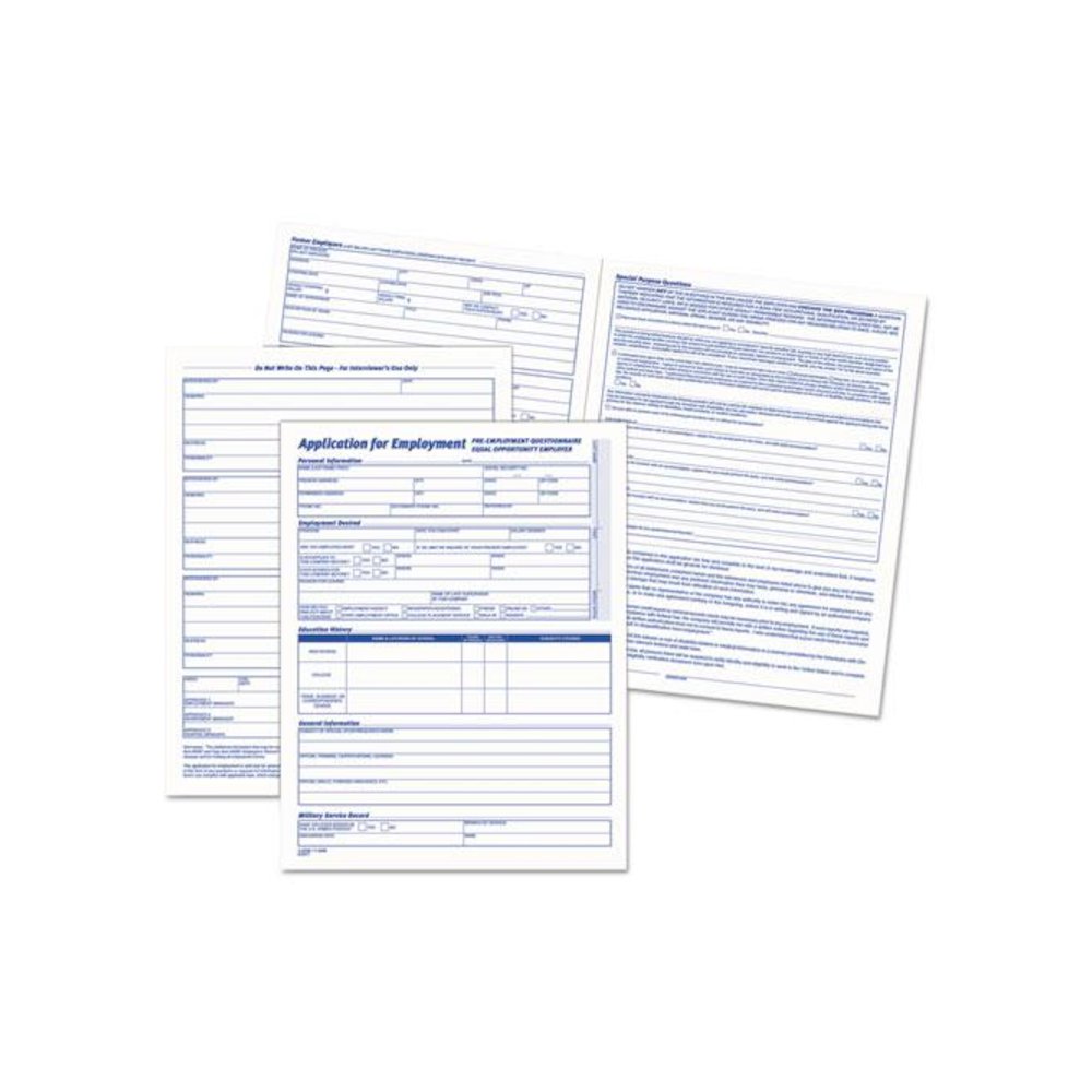 Comprehensive Employee Application Form, One-Part (No Copies), 17 x 11, 25 Forms Total. Picture 2