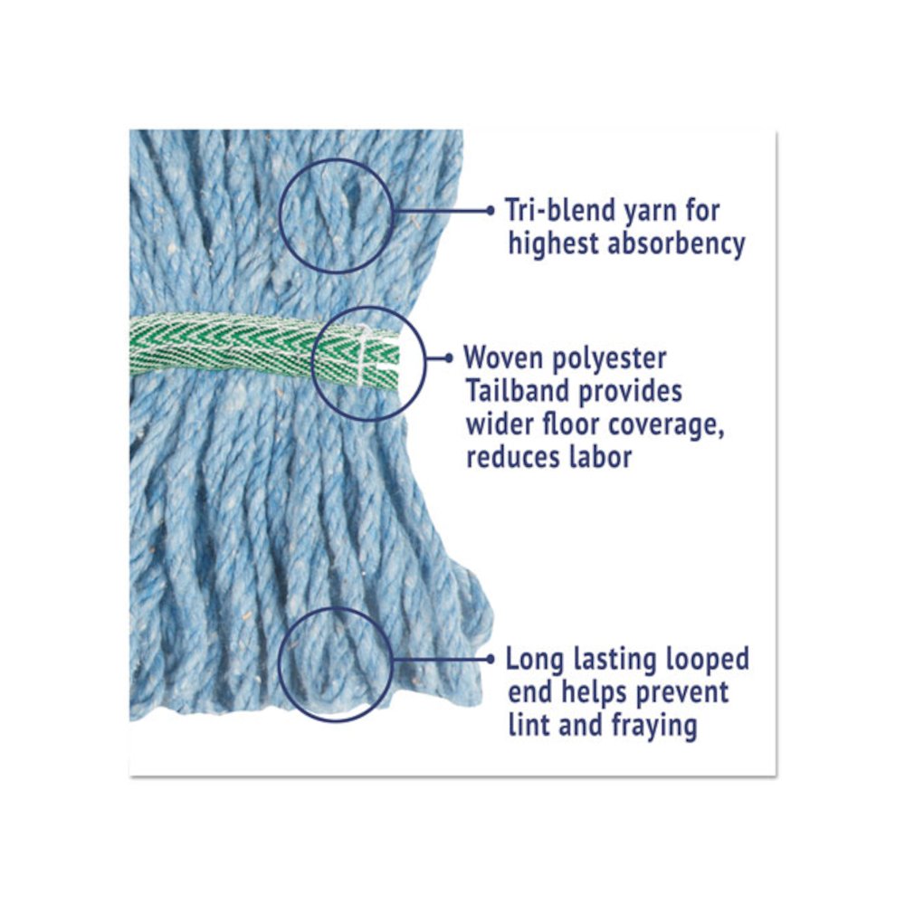 Super Loop Wet Mop Head, Cotton/Synthetic Fiber, 5" Headband, Medium Size, Blue, 12/Carton. Picture 4