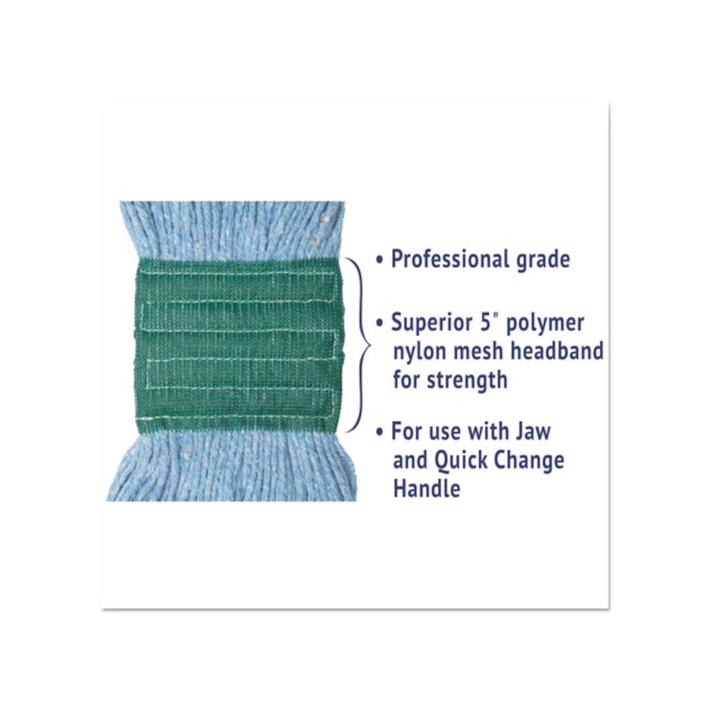 Super Loop Wet Mop Head, Cotton/Synthetic Fiber, 5" Headband, Medium Size, Blue, 12/Carton. Picture 5