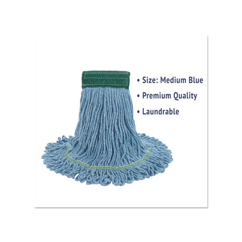 Super Loop Wet Mop Head, Cotton/Synthetic Fiber, 5" Headband, Medium Size, Blue, 12/Carton. Picture 3