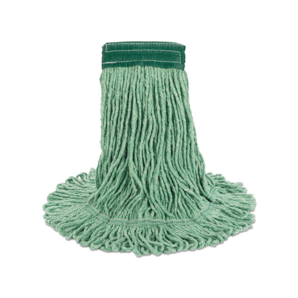 Super Loop Wet Mop Head, Cotton/Synthetic Fiber, 5" Headband, Medium Size, Green. Picture 6