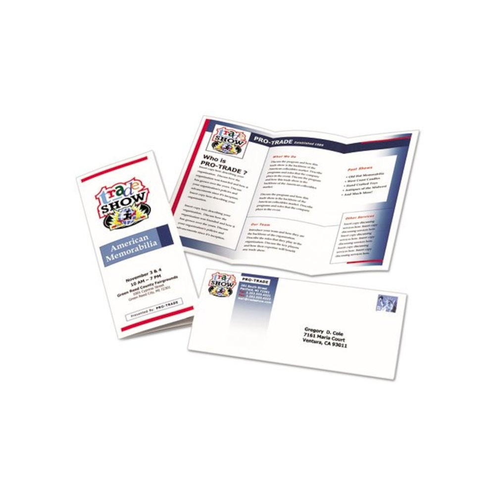 Tri-Fold Brochures, 92 Bright, 85 lb Text Weight, 8.5 x 11, Matte White, 100/Pack. Picture 3