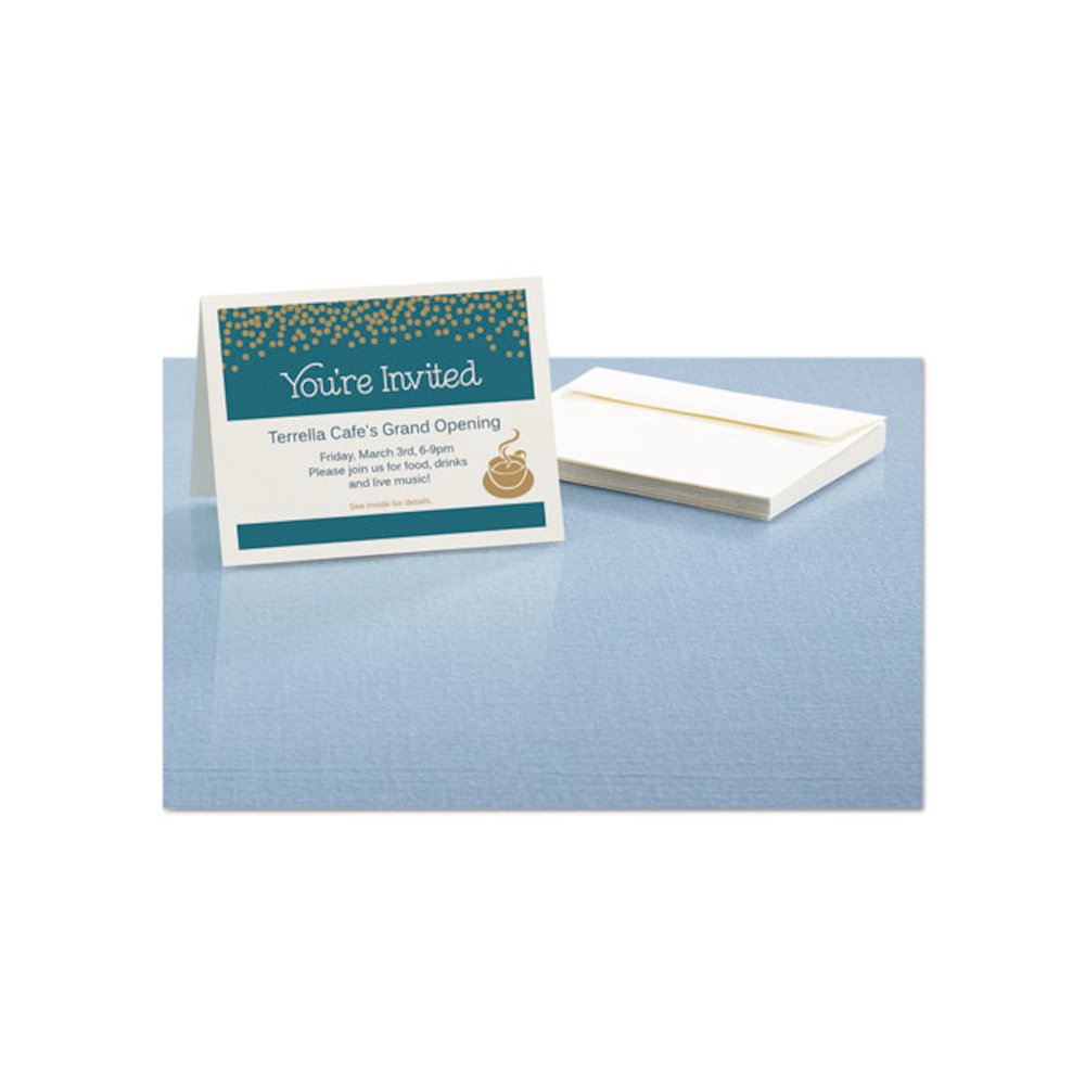 Note Cards with Matching Envelopes, Inkjet, 65lb, 4.25 x 5.5, Textured Uncoated White, 50 Cards, 2 Cards/Sheet, 25 Sheets/Box. Picture 3