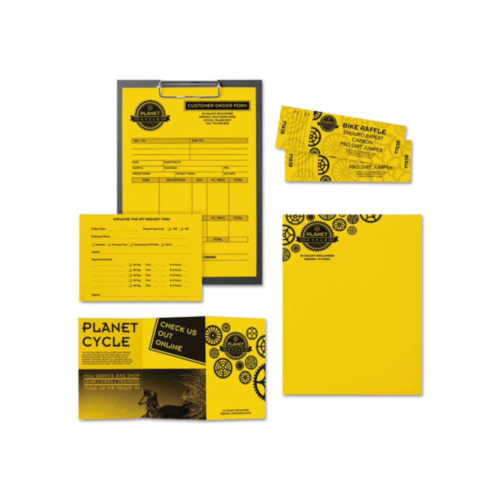 Color Paper, 24 lb Bond Weight, 11 x 17, Solar Yellow, 500/Ream. Picture 2