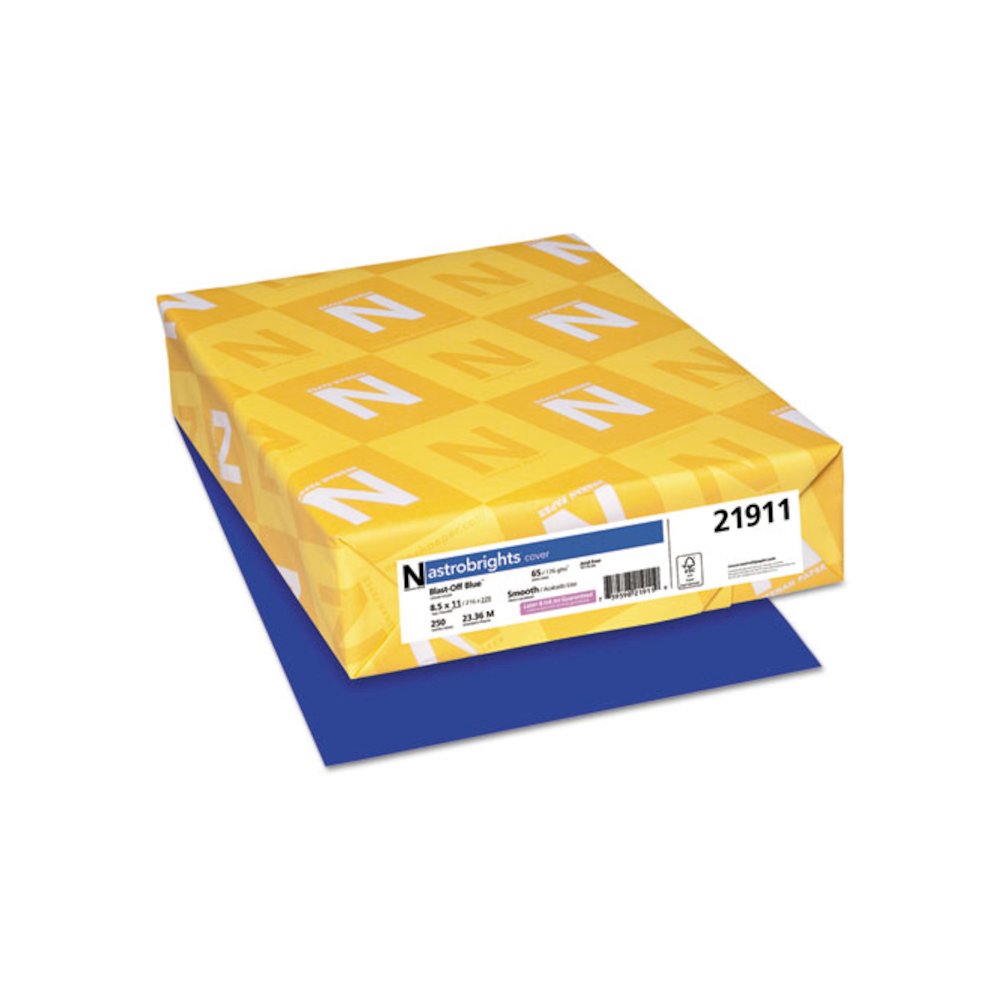 Color Cardstock, 65 lb Cover Weight, 8.5 x 11, Blast-Off Blue, 250/Pack. Picture 1