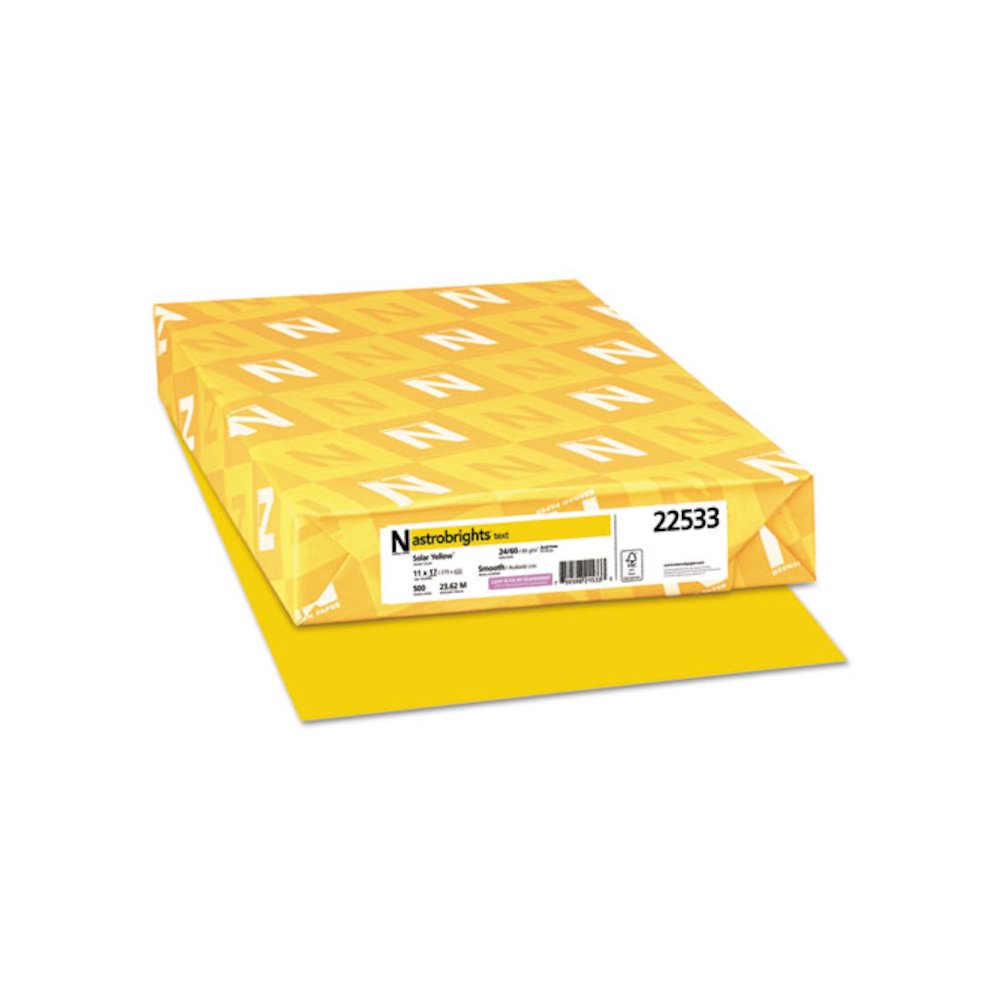 Color Paper, 24 lb Bond Weight, 11 x 17, Solar Yellow, 500/Ream. Picture 1