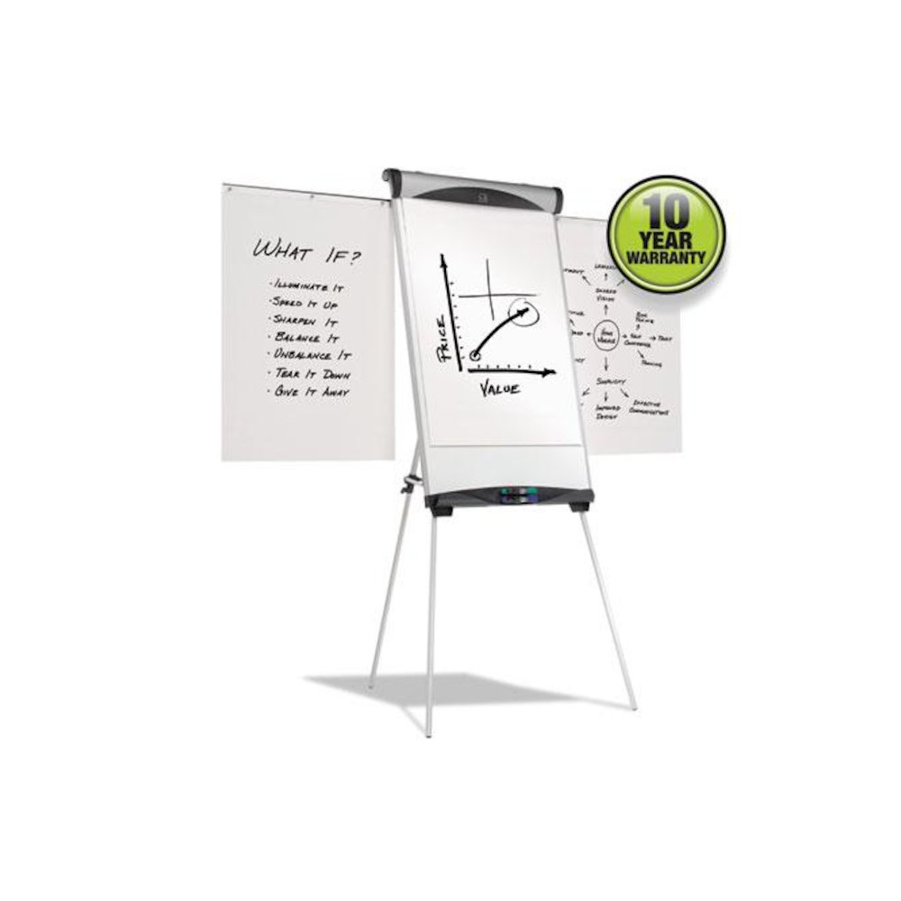 Euro Magnetic Presentation Easel, 27" x 39", White Surface, Satin Aluminum Frame. Picture 1