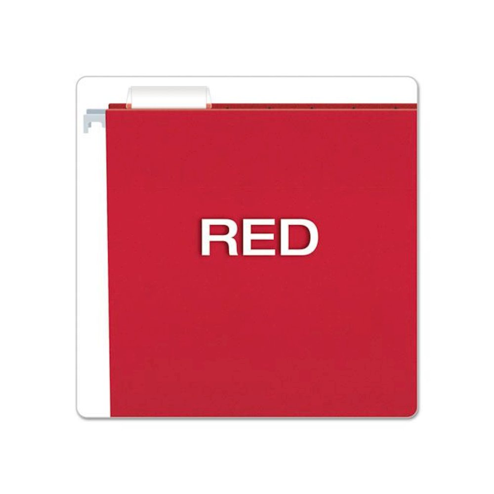 Colored Hanging Folders, Letter Size, 1/5-Cut Tabs, Red, 25/Box. Picture 3