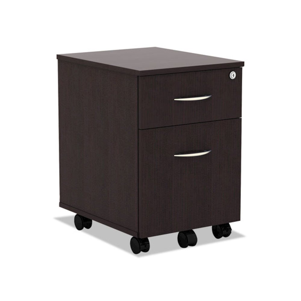 Alera Valencia Series Mobile Pedestal, Left or Right, 2-Drawers: Box/File, Legal/Letter, Espresso, 15.88" x 19.13" x 22.88". Picture 1