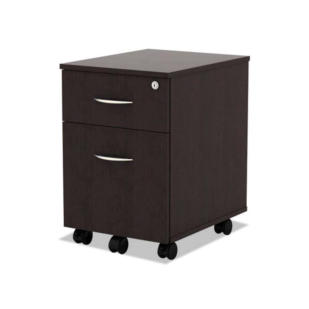 Alera Valencia Series Mobile Pedestal, Left or Right, 2-Drawers: Box/File, Legal/Letter, Espresso, 15.88" x 19.13" x 22.88". Picture 2