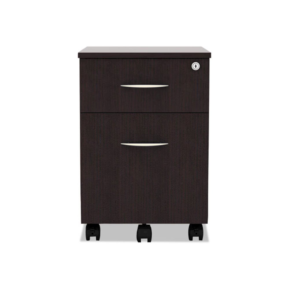 Alera Valencia Series Mobile Pedestal, Left or Right, 2-Drawers: Box/File, Legal/Letter, Espresso, 15.88" x 19.13" x 22.88". Picture 3