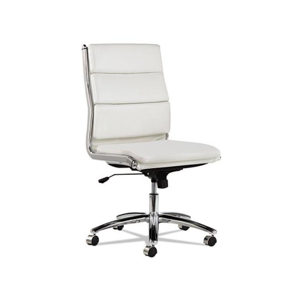 Alera Neratoli Mid-Back Slim Profile Chair, Faux Leather, Up to 275 lb, 18.3" to 21.85" Seat Height, White Seat/Back, Chrome. Picture 7