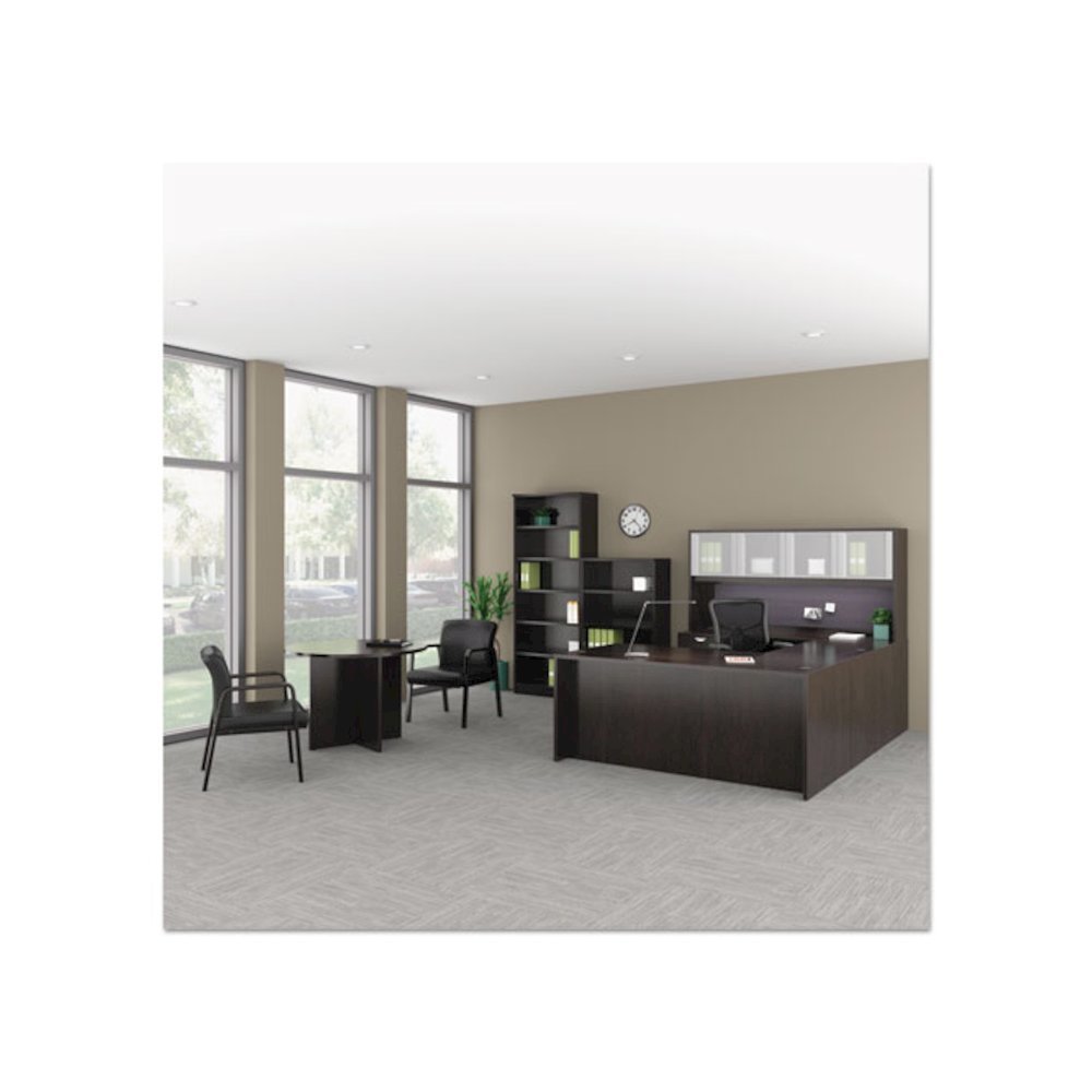 Alera Reception Lounge WL Series Guest Chair, 24.21" x 24.8" x 32.67", Black Seat, Black Back, Espresso Base. Picture 7