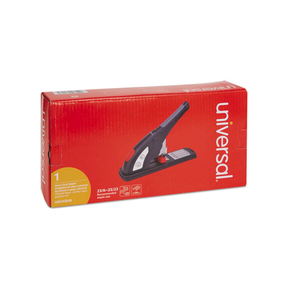 Heavy-Duty Stapler, 200-Sheet Capacity, Black/Graphite/Red. Picture 2
