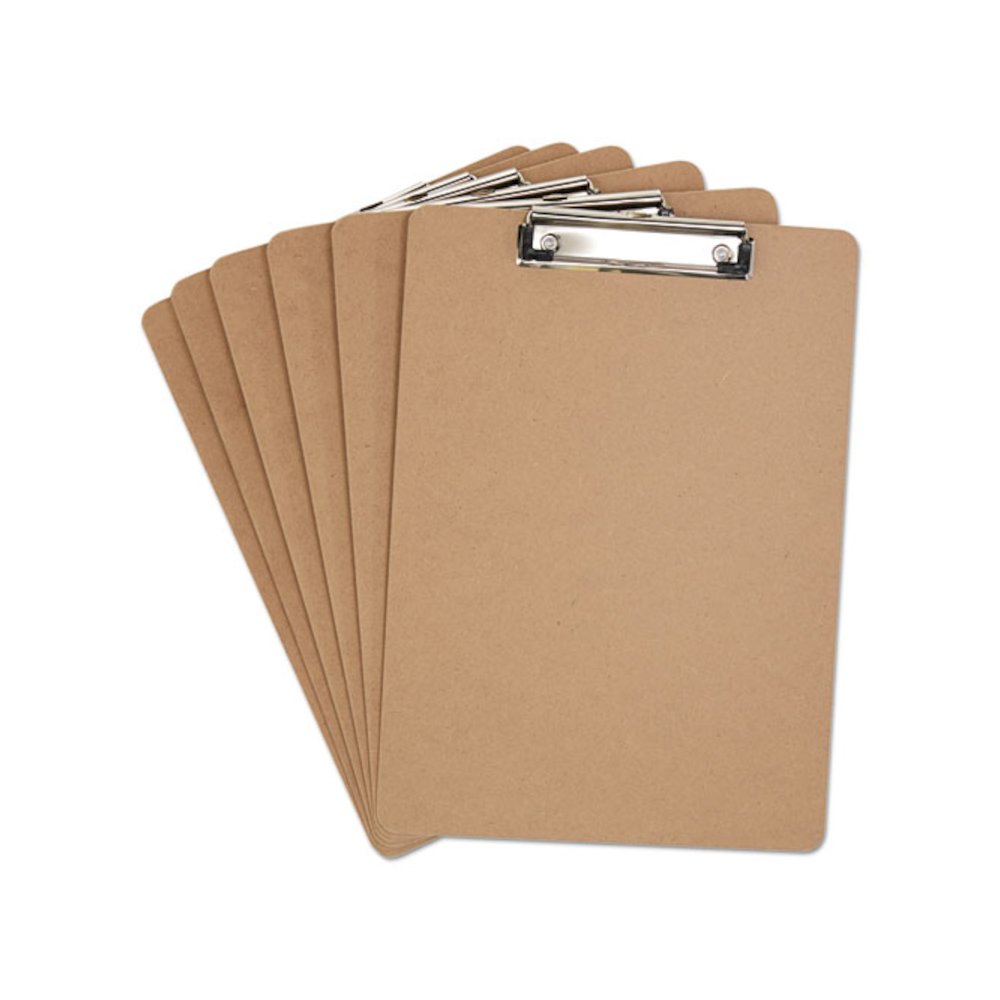 Hardboard Clipboard with Low-Profile Clip, 0.5" Clip Capacity, Holds 8.5 x 11 Sheets, Brown, 6/Pack. Picture 4