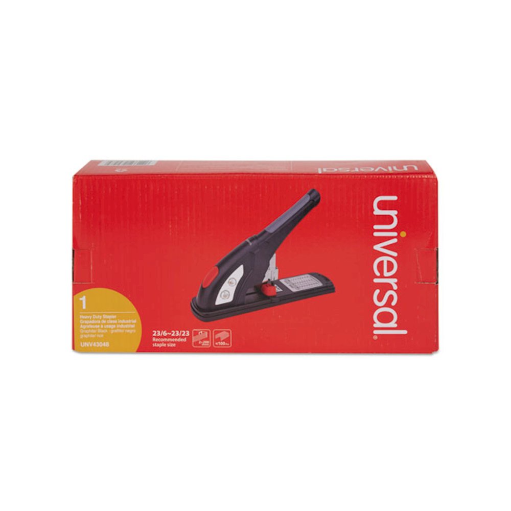 Heavy-Duty Stapler, 200-Sheet Capacity, Black/Graphite/Red. Picture 3