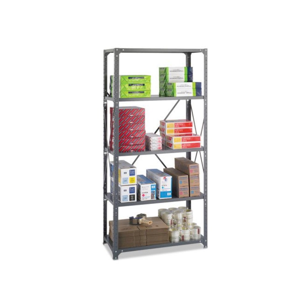 Commercial Steel Shelving Unit, Five-Shelf, 36w x 18d x 75h, Dark Gray. Picture 5