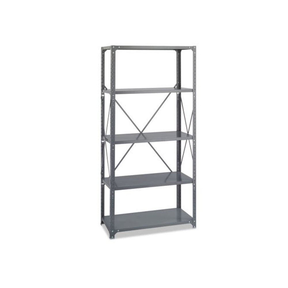 Commercial Steel Shelving Unit, Five-Shelf, 36w x 18d x 75h, Dark Gray. Picture 6