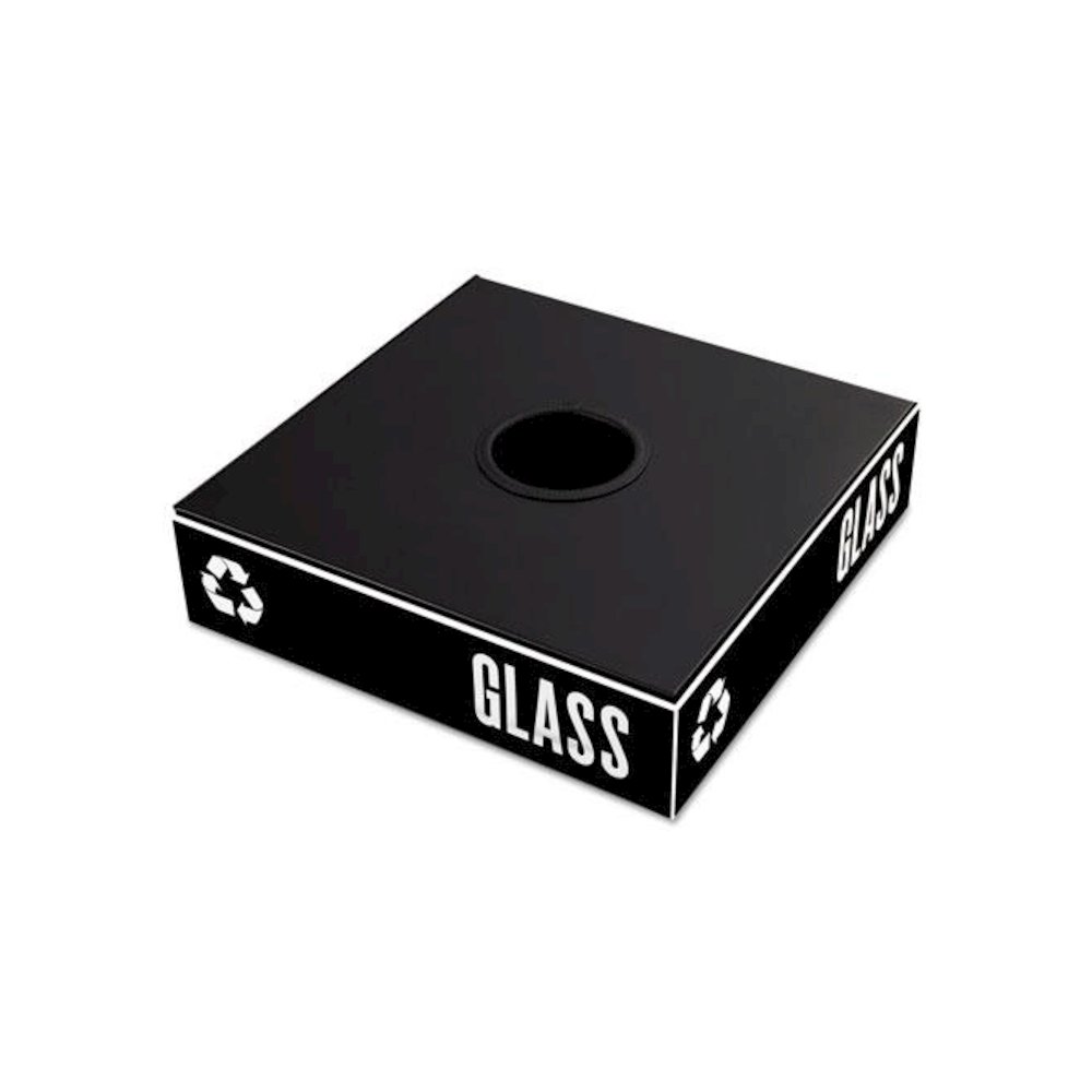 Public Square Recycling Container Lid, Circular Opening, 15.25w x 15.25d x 2h, Black. Picture 1