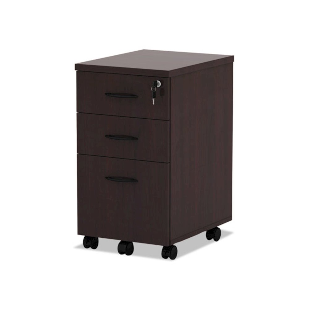 Alera Valencia Series Mobile Pedestal File, Left/Right, 3-Drawers: Box/Box/File, Legal/Letter, Mahogany, 15.88 x 20.5 x 28.38. Picture 4