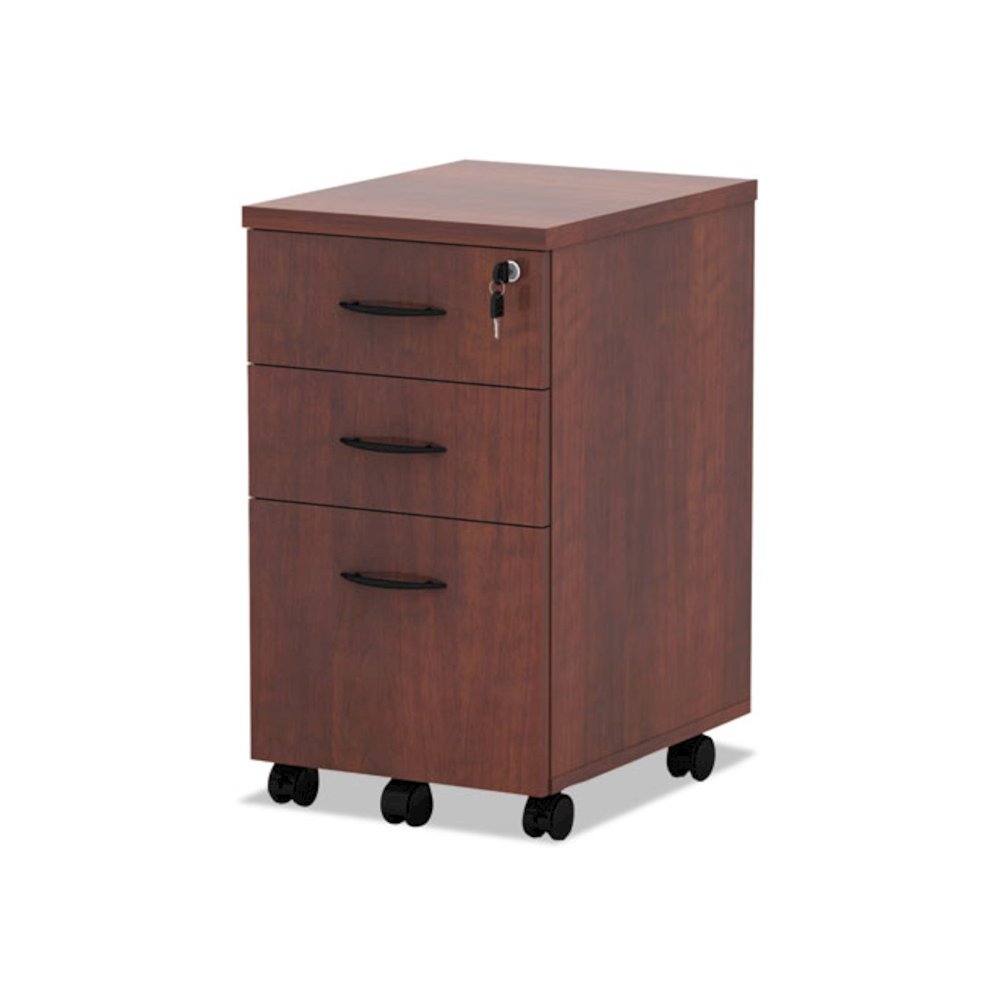 Alera Valencia Mobile Pedestal File, Left/Right, 3-Drawer Box/Box/File, Legal/Letter, Medium Cherry, 15.88" x 20.5" x 28.38". Picture 2