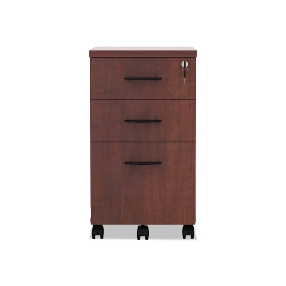 Alera Valencia Mobile Pedestal File, Left/Right, 3-Drawer Box/Box/File, Legal/Letter, Medium Cherry, 15.88" x 20.5" x 28.38". Picture 3