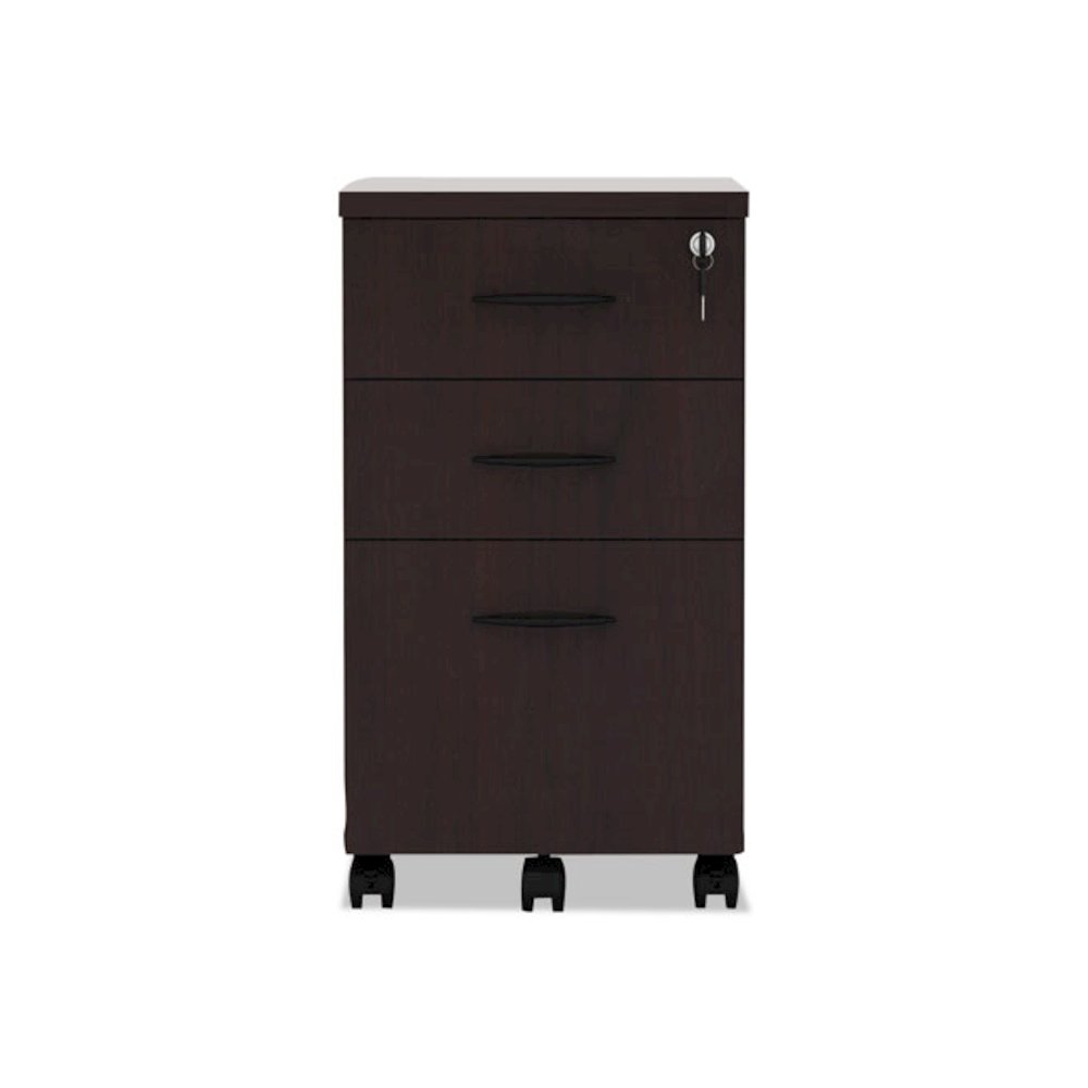 Alera Valencia Series Mobile Pedestal File, Left/Right, 3-Drawers: Box/Box/File, Legal/Letter, Mahogany, 15.88 x 20.5 x 28.38. Picture 2