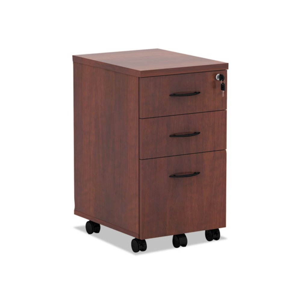 Alera Valencia Mobile Pedestal File, Left/Right, 3-Drawer Box/Box/File, Legal/Letter, Medium Cherry, 15.88" x 20.5" x 28.38". Picture 1
