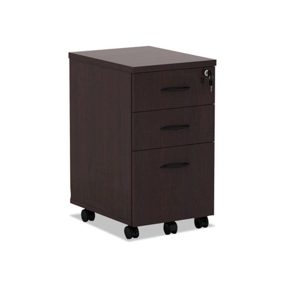 Alera Valencia Series Mobile Pedestal File, Left/Right, 3-Drawers: Box/Box/File, Legal/Letter, Mahogany, 15.88 x 20.5 x 28.38. Picture 1