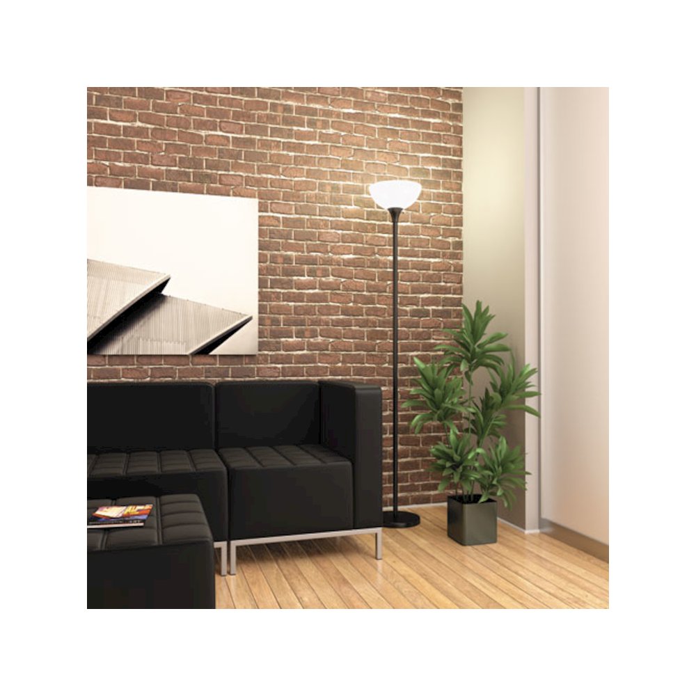 Floor Lamp, 71" High, Translucent Plastic Shade, 11.25w x 11.25d x 71h, Matte Black. Picture 2