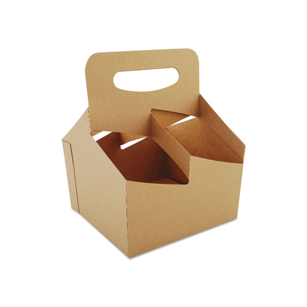 4-Corner Pop-Up Food and Drink Tray, 4-Cup, 32-oz, 7.25x7x9.25, White, 250/Crtn. Picture 1