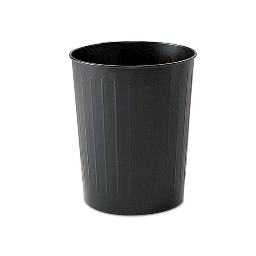 Round Wastebaskets, 23.5 qt, Steel, Black. Picture 1