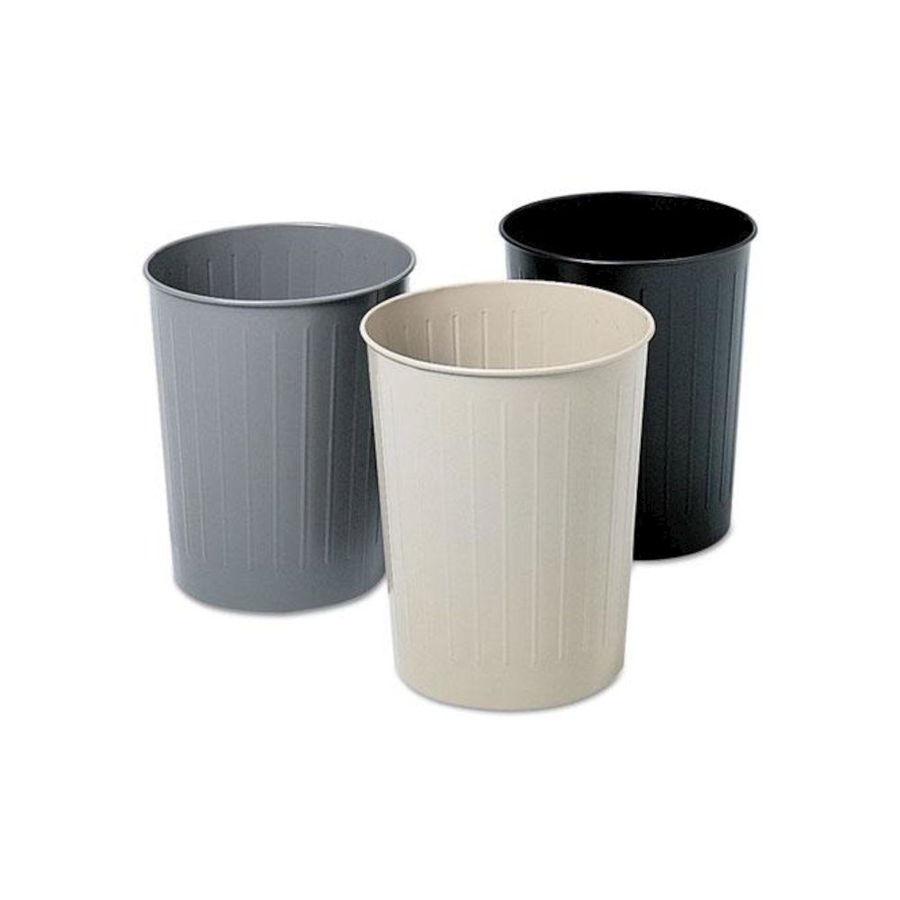 Round Wastebaskets, 23.5 qt, Steel, Black. Picture 2