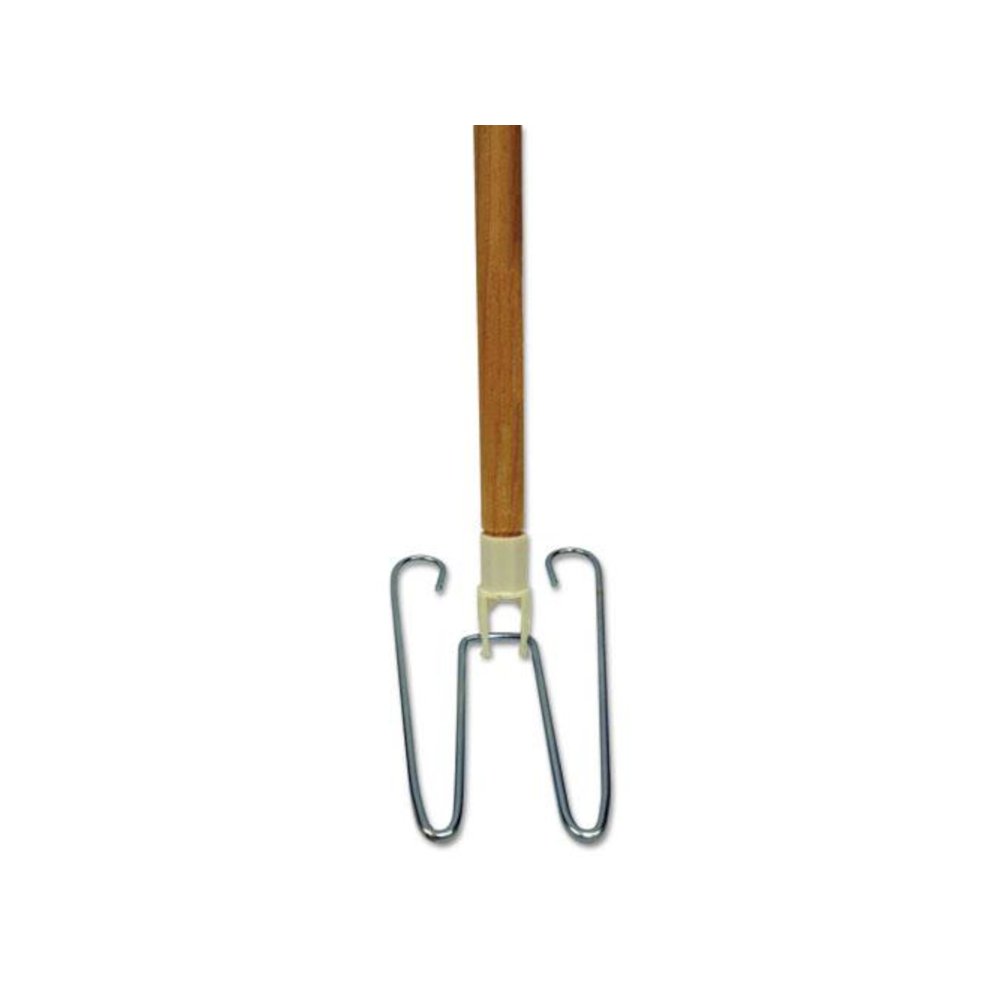 Wedge Dust Mop Head Frame/Lacquered Wood Handle, 0.94" dia x 48" Length, Natural. Picture 1
