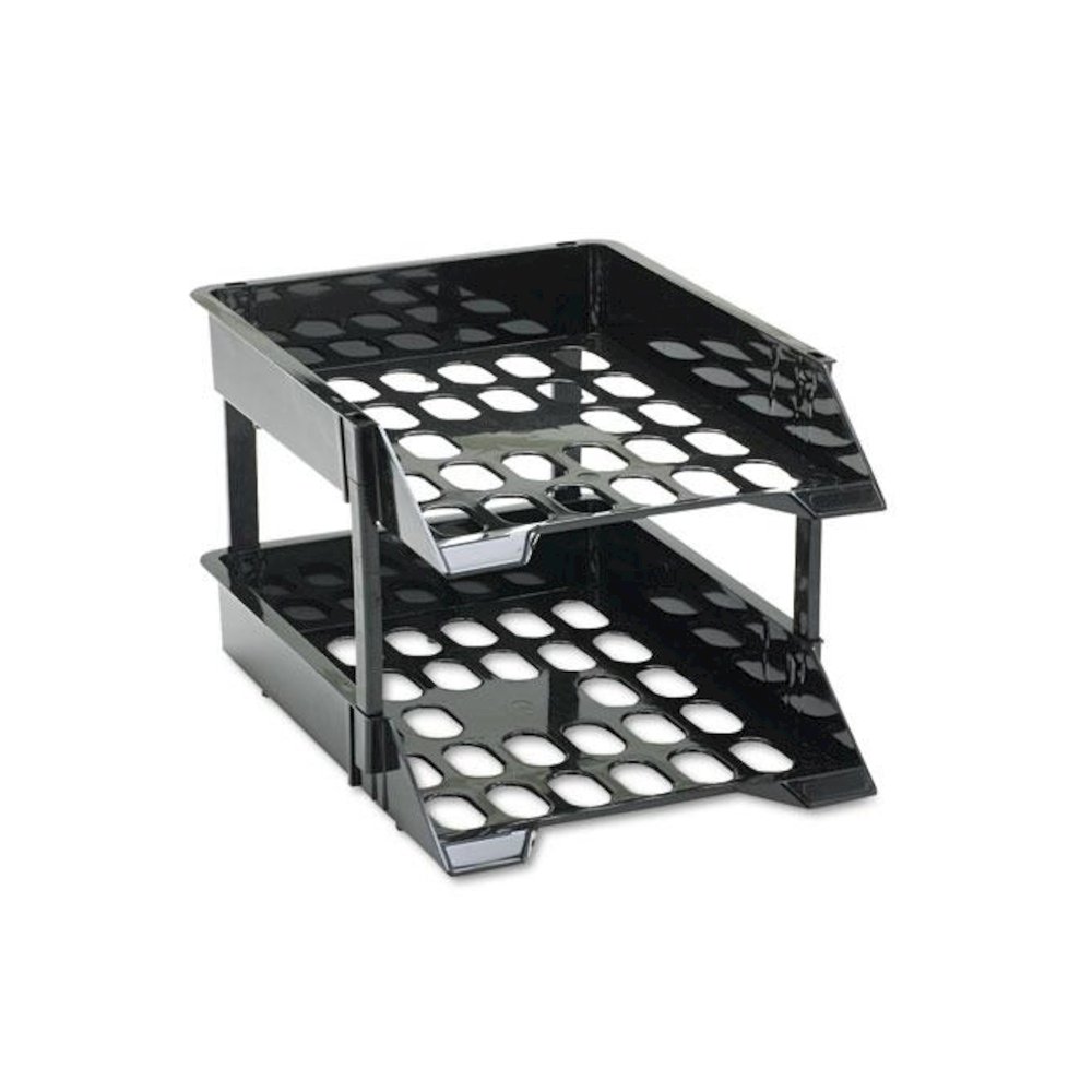 SuperTray Countertop Tray Set, 2 Sections, Letter to Legal Size Files, 11" x 14.88" x 2.5", Black, 2/Pack. Picture 2