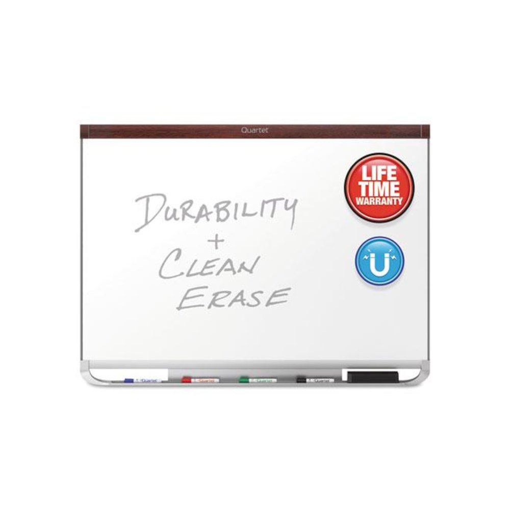 Prestige 2 DuraMax Magnetic Porcelain, 48" x 36", White Surface, Mahogany Finished Fiberboard/Plastic Frame. Picture 2
