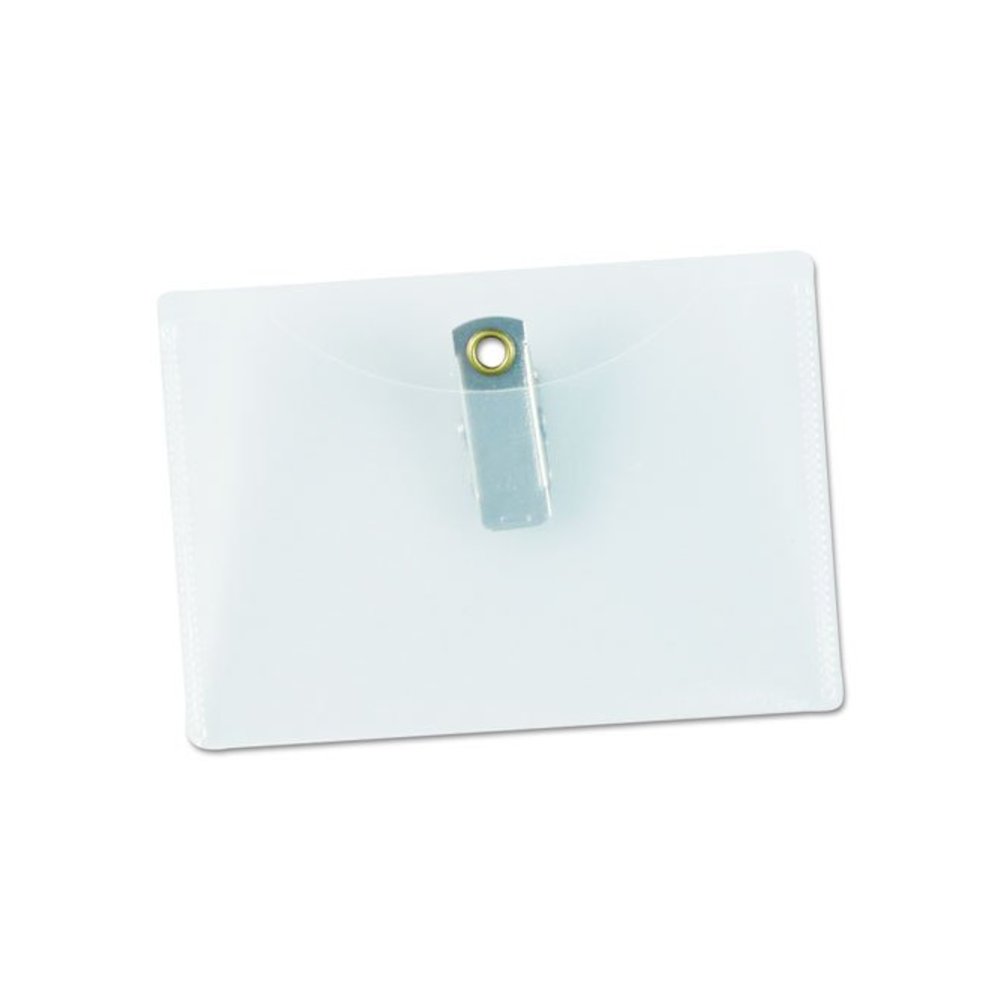 Clear Badge Holders w/Garment-Safe Clips, 2 1/4 x 3 1/2, White Inserts, 50/Box. Picture 4