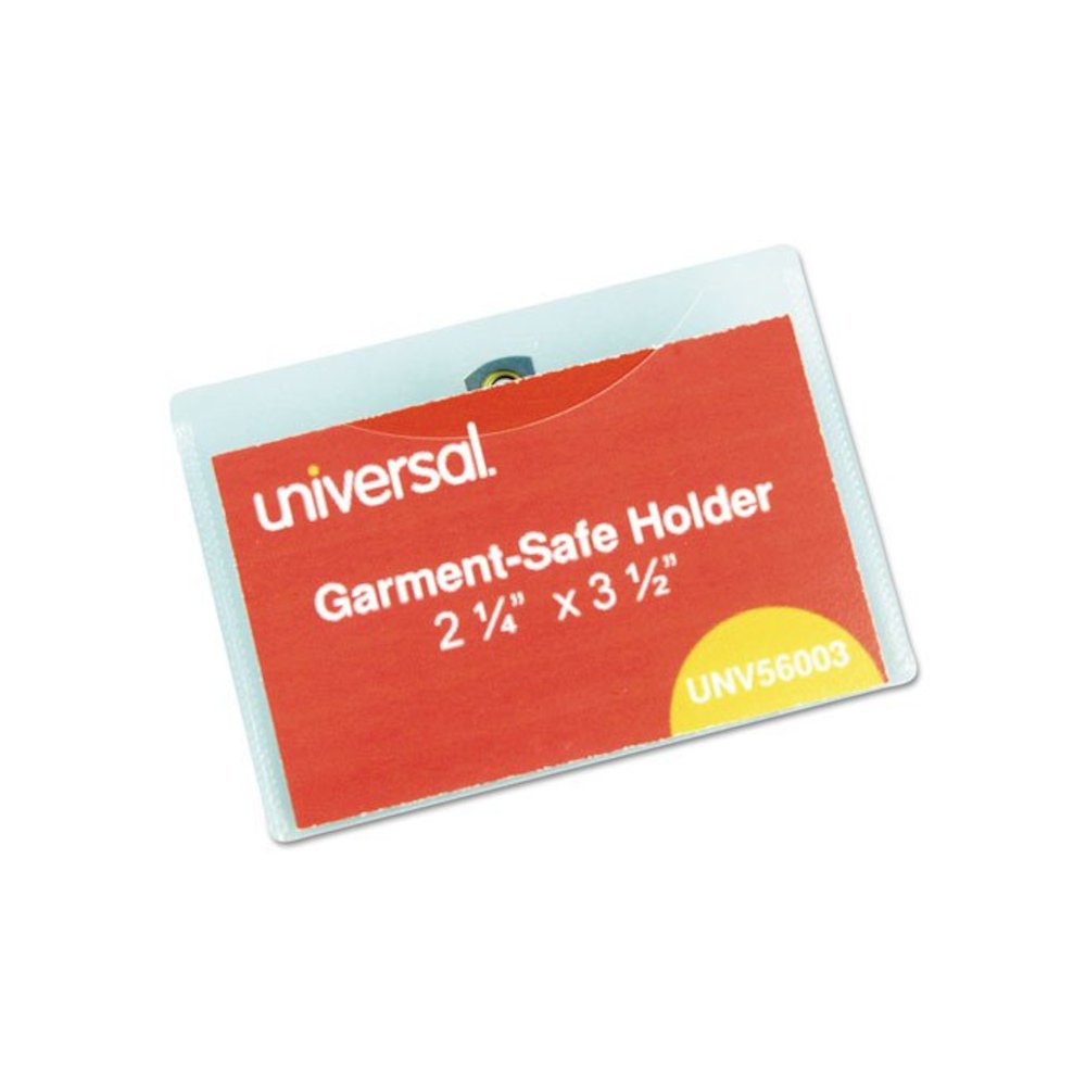 Clear Badge Holders w/Garment-Safe Clips, 2 1/4 x 3 1/2, White Inserts, 50/Box. Picture 1