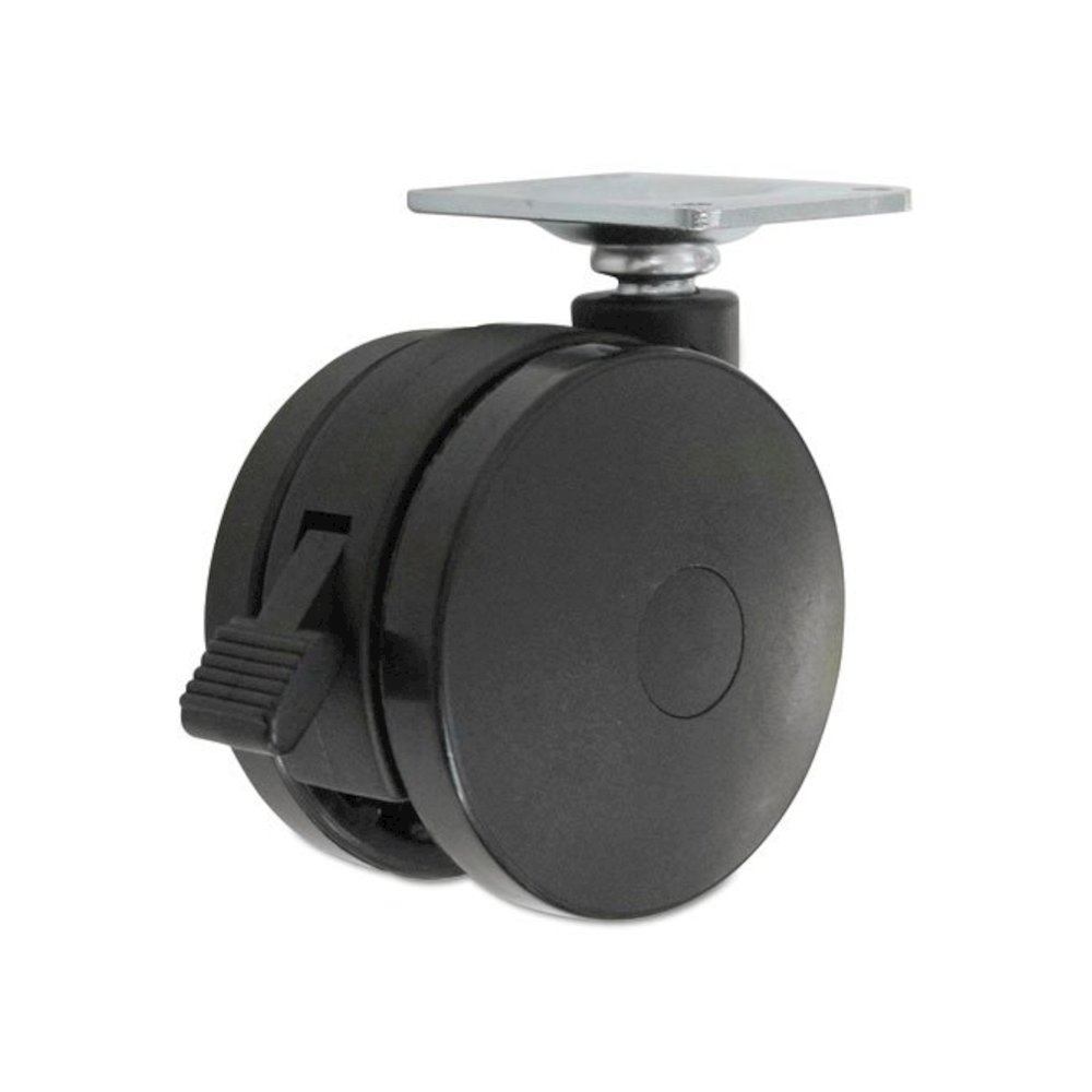 Casters for Height-Adjustable Table Bases, Grip Ring Stem, 2" Wheel, Black, 4/Set. Picture 3