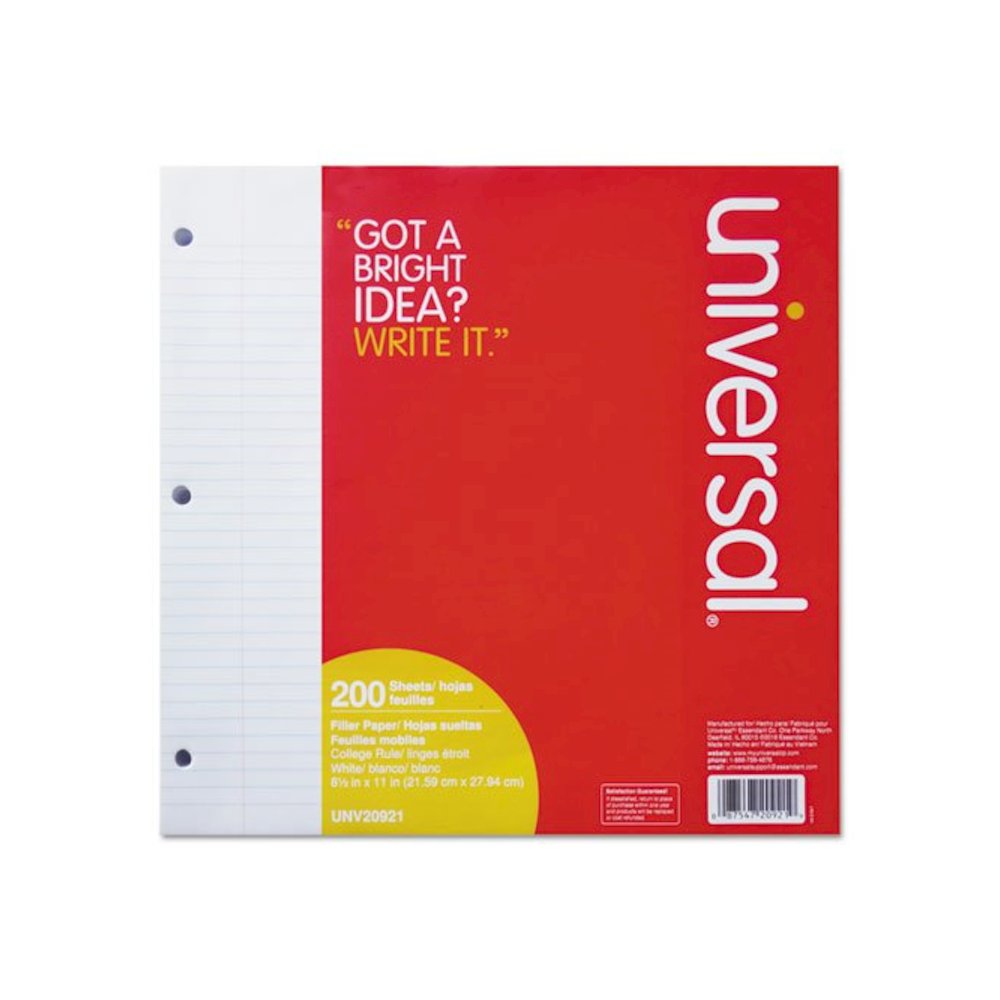 Filler Paper, 3-Hole, 8.5 x 11, Medium/College Rule, 200/Pack. Picture 1