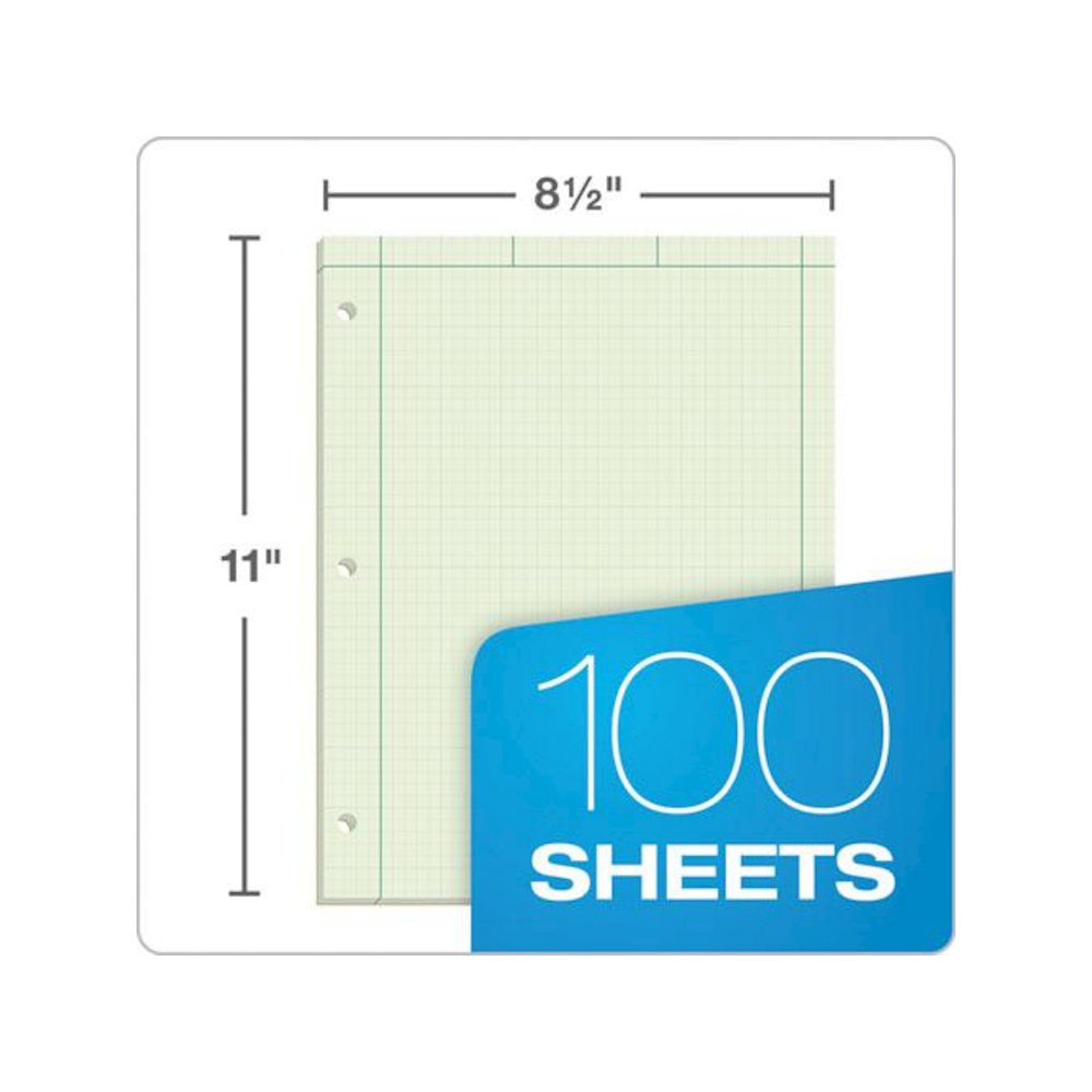 Engineering Computation Pads, Black/Green Cover, Quadrille Rule (5 sq/in, 1 sq/in), (100) Green-Tint 8.5 x 11 Sheets. Picture 5