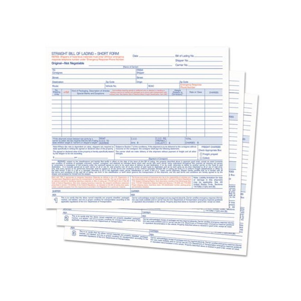Hazardous Material Short Form, Three-Part Carbonless, 7 x 8.5, 250 Forms Total. Picture 2