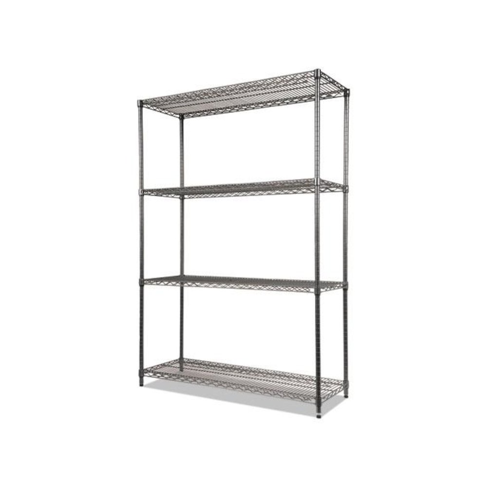 Wire Shelving Starter Kit, Four-Shelf, 48w x 18d x 72h, Black Anthracite. Picture 1