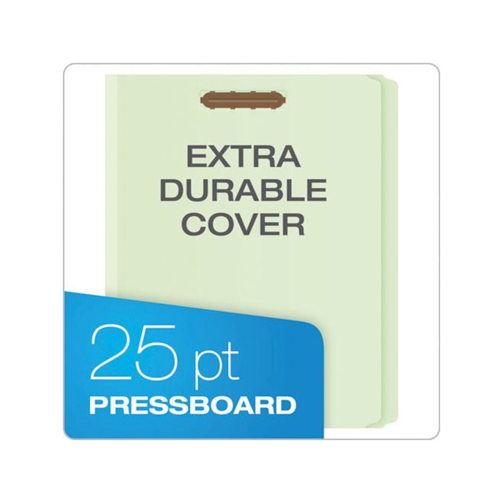 Heavy-Duty Pressboard Folders with Embossed Fasteners, Straight Tab, Expands 2", 2 Fasteners, Letter Size, Green, 25/Box. Picture 2