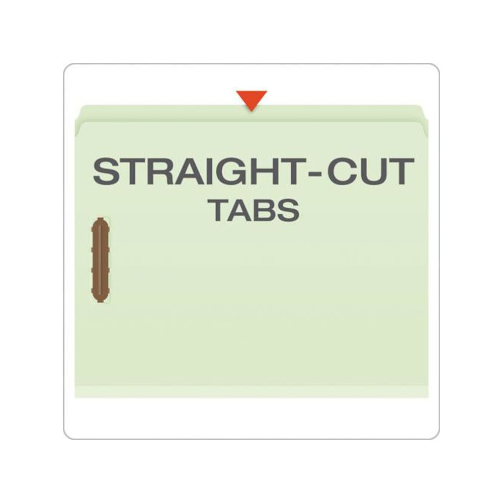 Heavy-Duty Pressboard Folders with Embossed Fasteners, Straight Tab, Expands 2", 2 Fasteners, Letter Size, Green, 25/Box. Picture 4