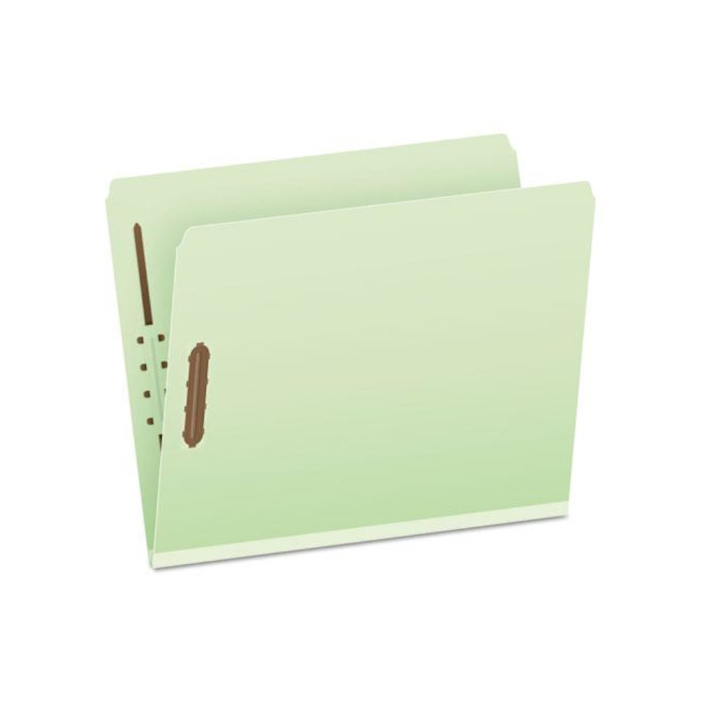 Heavy-Duty Pressboard Folders with Embossed Fasteners, Straight Tab, Expands 2", 2 Fasteners, Letter Size, Green, 25/Box. Picture 1