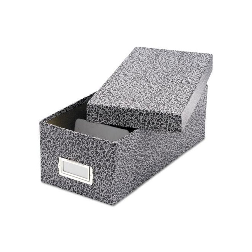 Reinforced Board Card File, Lift-Off Cover, Holds 1,200 3 x 5 Cards, 5.13 x 11 x 3.63, Black/White. Picture 1