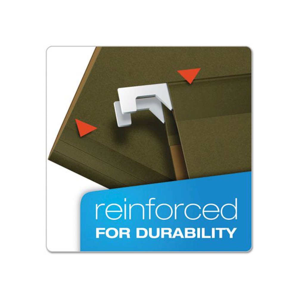 Extra Capacity Reinforced Hanging File Folders with Box Bottom, 3" Capacity, Legal Size, 1/5-Cut Tabs, Green, 25/Box. Picture 3