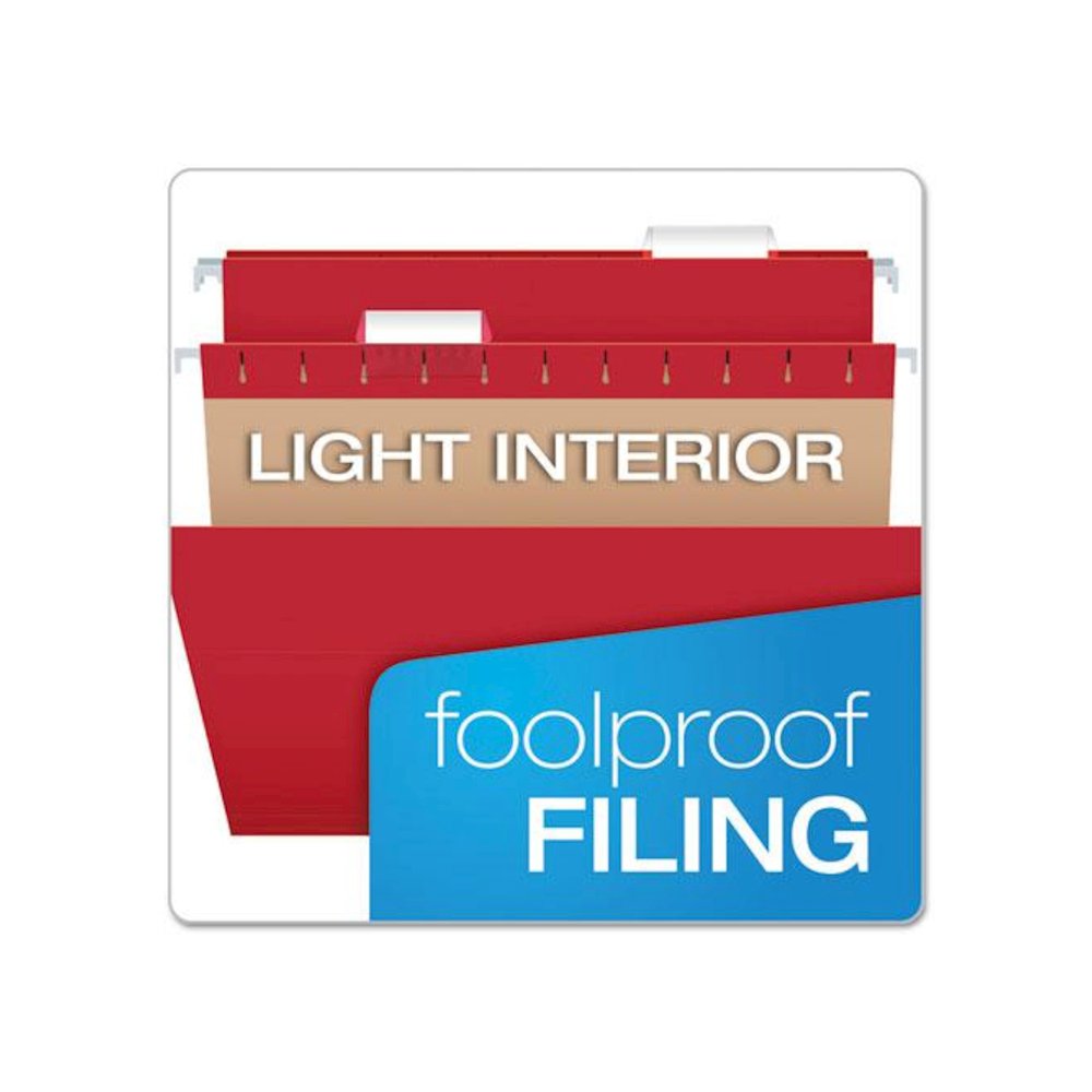 Colored Hanging Folders, Letter Size, 1/5-Cut Tabs, Red, 25/Box. Picture 7
